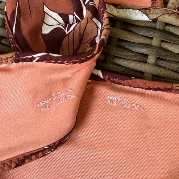 Aerie Brown Flowers Bikini. - Picture 7 of 11